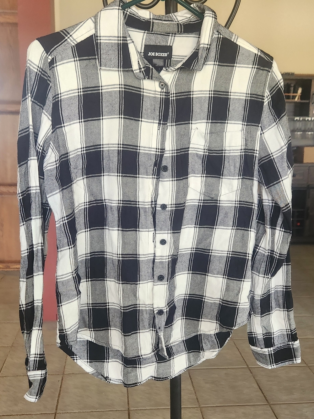 Joe Boxer Black and White Plaid Button-Down Shirt